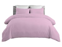 Comfort Valley Percale Duvet Cover 3pcs Bedding Set, Easy Care Plain Dyed (Pink, Single)