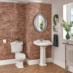 Pack WC et lavabo sur colonne rétro (1 trou) – Blanc - Windsor