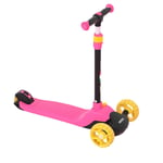 NEWCURLER Rugged Racers Kick Scooter for Boys and Girls 3 Wheel Scooter, 4 Adjustable Height Lean to Steer with Wide Deck PU Flashing Wheels for Children 3 to 12 Years Old,Pink