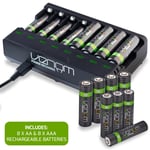 Rechargeable Battery Charging Dock plus 8 x AA & 8 x AAA High Capacity Batteries