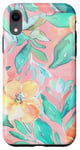 iPhone XR Blush Peach Pink Rose Floral Pattern Coral Mint Aqua Flower Case