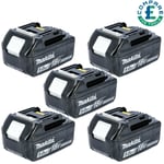 Makita Genuine BL1850 18V 5.0Ah Battery Five Pack For Makita DHP484Z, DHP481Z