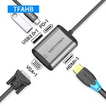 Vention Hub USB USB Type C vers HDMI USB 3.0 HUB Adaptateur Thunderbolt 3 pour MacBook Samsung S9 S10 Huawei Mate 20 P30 Pro HUB USB-C, Gris TFAHB