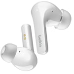 Belkin SoundForm Flow True Wireless Noise Cancelling In-Ear Headphones - White IPX5 Sweat & Water Resistant - Hear-Thru - Qi Wireless Charging - Bluetooth 5.2 - Up to 7 Hours Battery Life / 31 Hours Total with Charging Case - 2 Years Warran