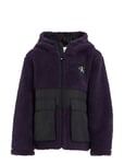 Sherpa Color Block Jacket Navy Calvin Klein
