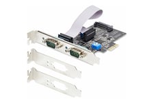StarTech.com 2-Port Serial PCIe Card, Dual-Port PCI Express to RS232/RS422/RS485 (DB9) Serial Card, Low-Profile Brackets Incl., 16C1050 UART, TAA-Compliant, Windows/Linux, TAA Compliant - Level-4 ESD Protection (2S232422485-PC-CARD) - seriell adapter - PC