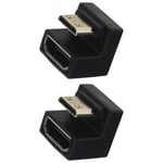 2x Mini HDMI Male to HDMI Female Extension Adapter Up Angle Adapter Black