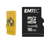 Pack Support de Stockage Rapide et Performant : Clé USB - 2.0 - Série Licence - Harry Potter Hufflepuff - 32 Go + Carte MicroSD - Classe 10-16 GB