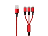 2GO 797150, 1,5 m, USB B, USB C/Micro-USB B/Lightning, Röd