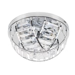 Modern 3 Way Chrome & Clear Intertwined Acrylic Jewel Flush Ceiling Light - Complete with 3w LED Bulbs [6500K Cool White]