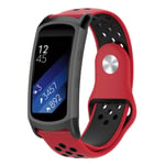 Samsung Gear Fit2 Pro två-färgat mjukt silikonarmband - Röd / Svart