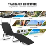 Solstol Fällbar strandsäng för utomhus svart