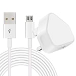 [ 2 Pack ] Samsung S5 Charger + Cable 2 Meter [2 in 1] Compatible For Galaxy J3 J5 J7 2017 2018. S7/S6 Sony Nokia PS4 Controller Fast Charger (2 Pack 2 Meter, White)