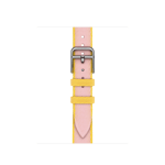 Apple Watch Hermès – Twill Jump Attelage Simple Tour i Rose Sakura/Jaune de Naples, 42 mm