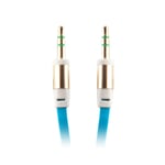 Flat og flokefri AUX-kabel, 3,5 mm, hann-hann, 1 m, blå