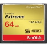 Carte Mémoire CompactFlash SanDisk Extreme 64 Go UDMA7 avec une Vitesse de Lecture Allant jusqu'à 120 Mo/s