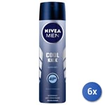 6X Bundle NIVEA Cool Kick Homme Déodorant Spray 150 ML 1 Pz