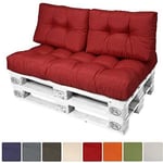 Beautissu ECO Style Set de 2 coussins de Dossier pour canapé en palette 60x40x10-20cm chacun - Rouge - Extérieur Euro Palette