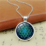 Silver 25MM -2021 Nytt Livets Blomma Halsband Om Yoga Chakra Hänge Mandala Halsband Mode Glas Dome Helig Geometri Kvinnor Smycken