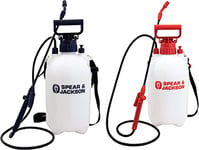 Spear & Jackson 5 Litre Pump Action Pressure Sprayer - Twin Pack - Colour Coded - Avoid Mixing Water and Weedkiller