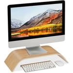 RELAXDAYS Relaxdays - Support pour moniteur bambou, Rehausseur d'écran bureau arrondi, ergonomique, hlp 10 x 52,5 24 cm, naturel