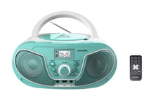 Roxel RCD-S70BT Portable Boombox CD Player with Bluetooth, Remote Control, FM Radio, USB MP3 Playback, 3.5mm AUX Input, Headphone Jack, LED Display (Teal)