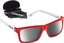 Cressi Bahia Floating Sunglasses Lunettes de Soleil de Sport Flottantes Polarisées Anti UV 100% Unisex-Adult, Rouge/Blanc/Verres Miroir, Taille Unique