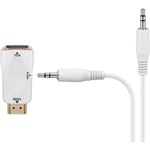 Adapter, HDMI hane till VGA hona + 3.5 mm hona, vit