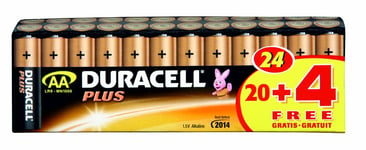 Duracell Plus AA Batteries (Pack of 20 + 4 Free)