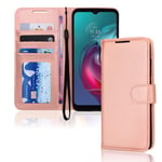 TECHGEAR Moto G30 / G10 Leather Wallet Case, Flip Protective Case Cover with Wallet Card Holder, Stand & Wrist Strap, Rose Gold PU Leather with Magnetic Clasp For Motorola MMoto G10 / G30