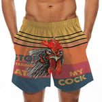 Bylater Men's Beachwear Summer Holiday Drawstring Casual Cock Printed Beach Workout Shorts Pants(M.Yellow-3)