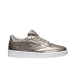 Reebok Club C85 Melted Metal Lace-Up Gold Smooth Leather Womens Trainers BS7901