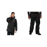 Regatta Mens Stormbreak Waterproof Jacket - Black - XXL & Mens Stormbreak Waterproof Overtrousers - XXL Black