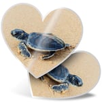 2 x Heart Stickers 7.5 cm - Small Baby Green Sea Turtle Fun Decals for Laptops,Tablets,Luggage,Scrap Booking,Fridges, #3329