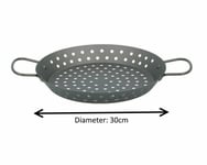 BBQ Grill Tray Pan Steel Non Stick BBQ Wok Pan Basket Vegetable Fish OutdooR