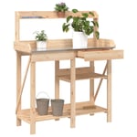 vidaXL Planteringsbord med hyllor massivt granträ 368431