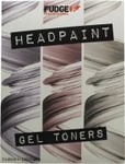 Fudge Professional Headpaint Gel Toners Trio Kit 60ml GT03 Neutral Nude Toner + 60ml GT12 Pale Platinum Toner + 60ml GT26 Petal Rose Toner