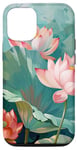 Coque pour iPhone 13 Style de peinture à l'huile de fleurs de lotus Art Design