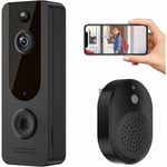 Sonnette caméra sans fil, sonnette vidéo WiFi, pour surveillance intérieure/extérieure, carillon inclus, détection humaine intelligente, audio