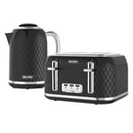 Breville Curve Kettle & Toaster Set with 4 Slice Toaster & Electric Kettle | 3 KW Fast Boil | Black & Chrome