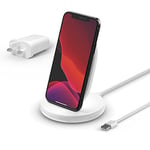 Belkin BoostCharge Wireless Charging Stand 15W (Qi Fast Wireless Charger for iPhone, Samsung, Pixel, more) - White