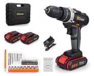 Skruvdragare borrmaskin 18V 29 tillbehör 2x1300mAh