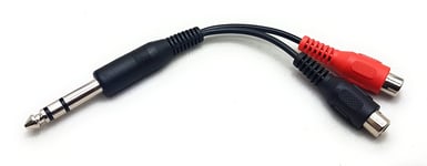 MainCore 10cm 6.35mm 1/4" Stereo Jack Plug to RCA Phono Female Sockets Adapter Cable AUX Splitter Lead Wire.