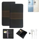 Wallet Case + headphones for Huawei P60 Pro Protective Cover Brown