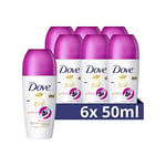 Dove Go Fresh Deodorante Roll On, parfum baie d'açai et nénuphar, 50ml - Lot de 6