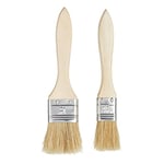 KitchenCraft Wide Wooden Basting / Pastry Brush Set (2 Pieces), Brown