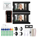 Wired Video Intercom Doorbell 7inch 2 Monitor Access Door Camera System 100- GHB