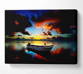 Sunrise Over The Fishing Boat Canvas Print Wall Art - Medium 20 x 32 Inches
