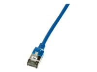 Logilink Slimline - Patch-Kabel - Rj-45 (Hane) Till Rj-45 (Hane) - 30 Cm - Sstp, Pimf - Cat 6A - Startad, Halogenfri, Formpressad, Hakfri - Blå, Ral 5015