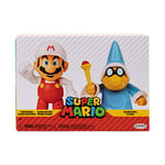 Nintendo Fire Mario Vs Magikoopa, 4”/ 10cm Articulated Action Figures Pack Includes Fire Flower and Wand Accessories, Iconic Figures Have Their Unique Set of Poses